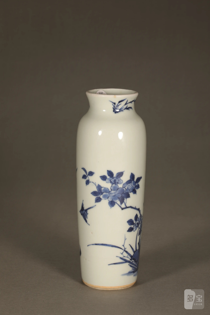 清 青花花鸟筒瓶 - 图3